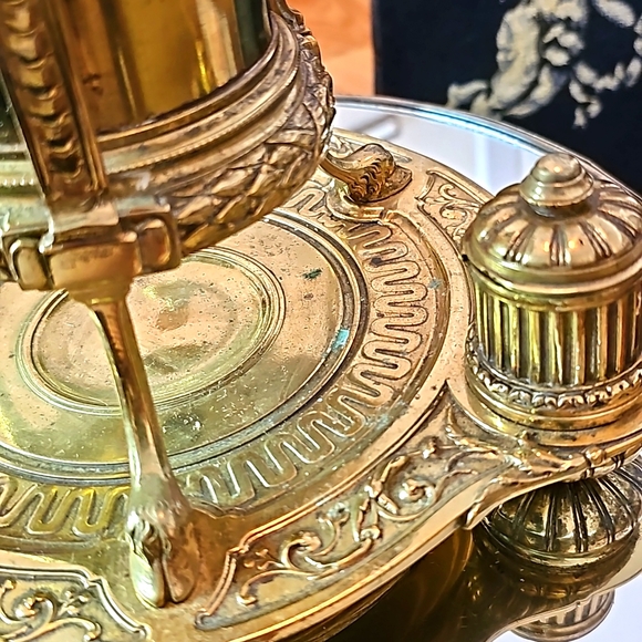 Antique French Brass Ink Well - Picture 3 of 10